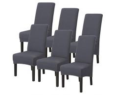 ChicSoleil Stuhlhussen Esszimmerstühle Hussen Stuhlbezug Spannbezug elastisch Strech Stuhlabdeckung für Esszimmer Hochzeitsbankett Party Dekoration (6 Stück, Dunkelgrau)