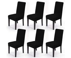 MultiWare 6 Stück Stuhlhussen Stretch Hussen Stuhlbezug Hochzeit Partys Bankett Deko, bi-Elastic Spannbezug,Stuhlüberzug Hochzeit Mehrere Auswahl Schwarz