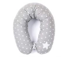 Stillkissen mit Füllung für klein Baby Lagerungskissen baby Seitenschläferkissen Schwangerschaftskissen zum Schlafen Baumwolle inkl. Bezug Größe 170cm pregnancy pillow Sternchen grau Stern xxl