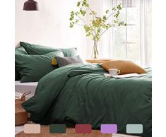 Lanqinglv Bettwäsche 135x200cm 2teilig Dunkelgrün,Grün Uni Bettbezug Deckenbezug 135x200cm mit Reißverschluss und Kissenbezug 80x80cm aus Renforce Microfaser