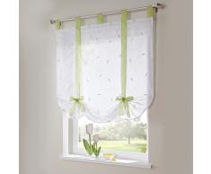 Raffrollos mit Band & Stickerei Raffgardinen Voile 1er-Pack B*H 80*140cm Grün