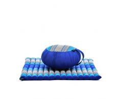 Leewadee Meditationsset Yogaset aus Meditationskissen Zafu und Sitzmatte Zabuton Ökologisches Naturprodukt, Kapok, blau