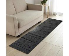 FLOORMATJING Mat Küchenläufer Waschbar Teppich Küchenmatte Läufer rutschfeste Ölbeweismatte Matte,7mm Dicke Grau Schwarz Holzbodenmatte, 60x180cm