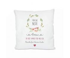 Kissen mit Spruch „Für die Beste Oma. Du bist Immer für Mich da.” I zum Kuscheln und als Deko I liebevolles Geschenk als Dankeschön, zum Geburtstag, zu Weihnachten und Anderen Anlässen
