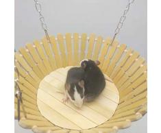 FOReverweihuajz Kleines Haustier Hamster Eichhörnchen Ratte Papageien Bambus Schaukelauflage Hängendes Schlafbett Nest Spielzeug Holzfarbe