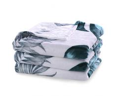 DecoKing 40676 Kuscheldecke 220x240 cm Decke Microfaser Mikrofaserdecke Fleecedecke Wohndecke Fleece weich sanft kuschelig weiß grün grau Silber schwarz Summer Jungle Collection
