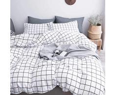 AShanlan Bettwäsche 140x200 Kariert Schwarz Weiß Karomuster 100% Super Weiche Microfaser Bettbezug und Kissenbezug 70x90 cm Reißverschluss
