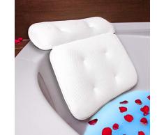 Luxus Badewannenkissen mit Saugnäpfen, Bade-Kissen Wannenkissen für Spa Whirlpool und Bad Nackenkissen Kopfstütze Kissen Rutschfest für Kopf und Nacken Weiß Ergonimisch