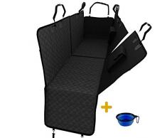 Hundedecke für Rückbank - wasserdichte Autoschondecke mit Seitenschutz, Taschen, Transportbeutel, Teilbare Hunde Sitzauflage, Weiche rutschfeste Schutzdecke + Gurtöffnung Auto Schutz Decke waschbar