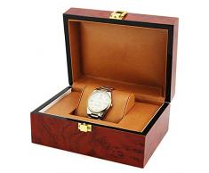 QXTT Single Grid Uhrenbox Aus Holz Reise Uhrenkasten Uhrenschatulle Schmuckschatulle Armband Box Geschenkbox Mit Kissen Für Weihnachten Neujahr Geburtstagsgeschenk Damen Herren