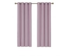 Deconovo Blickdichter Vorhang mit Ösen Schlafzimmer Ösen Gardinen Blickdicht 160x132 cm Hellpink 2er Set
