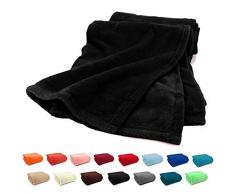 Fashion&Joy Premium Flanell Kuscheldecke Super Soft 240 x 220 cm XXL in schwarz - pflegeleicht - fusselfrei - geprüfte Qualität - Ökotex zertifziert - Wohndecke Typ380