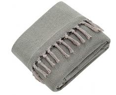 Mixibaby Tagesdecke Wohndecke Wendedecke Kuscheldeck Sofadecke Couchdecke, Farbe:Beige, Design:Fischgrätendesign