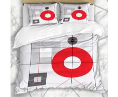 LIS HOME Bettbezug-Sets Mid Century Modern 1950er 1950er Jahre Nahtlose Musterverpackung Trendy Style Vintage Radar Bumerang Texturen Weiche Mikrofaser Dekoratives Schlafzimmer mit 2 Kissen Shams