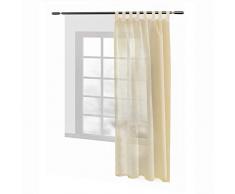 WOLTU® VH5864sd, Gardinen transparent mit Schlaufen Leinen Landhaus Optik, Schlaufenschal Vorhang Stores Voile Fensterschal für Wohnzimmer Kinderzimmer Schlafzimmer, 140x225 cm, Sand, (1 Stück)