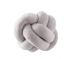 Knoten-Ball-Kissen - GOODCHANCEUK Knoten-Ball-Kissen-handgemachtes Baby-Haar-Kissen-Plüschtier-dekoratives Wurfs-Kissen für Schlafzimmer-Sofa-Auto-Büro-Spielraum 25x25CM Grau