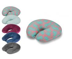 wometo Nackenhörnchen Kissenhörnchen Relaxkissen Mikroperlen Knautschkissen - Stretch 32x31 cm Bezug Palme türkis neon pink rosa Kügelchen-Füllung Palme