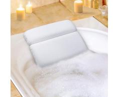 Aimego Badewannenkissen Bad Kissen Spa Kissen Wasserdichtes mit 7 Saugnäpfe rutschfest Unterstützung für Kopf Hals und Rücken Weiß