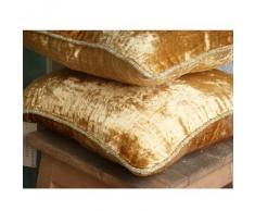 Gold Shimmer - 35 x 35 cm Ein goldener Samt Kissenbezug mit handfertigtem Perlenrand