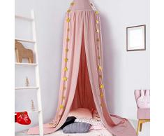 Baby Baldachin, Betthimmel Kinder, Ceekii Babys Bett Kinderzimmer Bettvorhang Baumwolle Deko Moskitonetz für Prinzessin Spielzelte Babybett & Schlafzimmer Dekoration mit Sternengirlande (Pink)