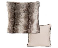 JEMIDI Kissenhülle Tiere & Wildfell - Fellkissen Bezüge Kissen Hülle Sofa Deko Hüllen Wald Winter (Winterfell Grau, 50cm x 50cm)