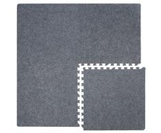 EYEPOWER 4 Teppichfliesen mit 8 Abschlussleisten erweiterbare Steckmatten Puzzlematten Bodenauflagen Teppichmatten Gesamtfläche 1.59 m² Stärke 7mm Grau