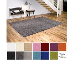 Teppich Wölkchen Shaggy-Teppich | Flauschige Hochflor Teppiche für Wohnzimmer Küche Flur Schlafzimmer oder Kinderzimmer | Einfarbig, schadstoffgeprüft, allergikergeeignet (Dunkelgrau, 60 x 90 cm)