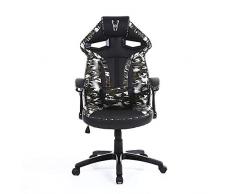 Woxter Stinger Station Army Gaming-Stuhl, Stahlachse, Hebefunktion (Kolben Klasse 4), Militärdesign, ergonomisch, gepolsterte Armlehnen, höhenverstellbar, Kratzfeste Räder, Lendenkissen