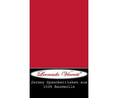 Leonado Vicent - Classic Spannbettlaken Bettlaken 100% Baumwolle Jersey Spannbetttuch in vielen Farben & Größen MARKENQUALITÄT ÖKO TEX Standard 100 (200 x 200 cm - 200 x 220 cm, Rot)