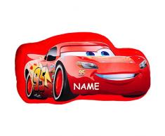 alles-meine.de GmbH Plüsch Kissen / Schmusekissen / Sitzkissen - Disney Cars - Lightning McQueen - incl. Name - Kuschelkissen - 40 cm * 22 cm - Figur Form - groß - sehr weich..