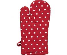 REDBEST Ofenhandschuh, Backofenhandschuh Punkte, 100% Baumwolle rot Größe 15x30 cm - hitzebeständige Wattierung, außen Robustes, glattes Gewebe (weitere Farben)