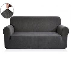 E EBETA Elastisch Sofa Überwürfe Sofabezug, Stretch Sofahusse Sofa Abdeckung Hussen für Sofa, Couch, Sessel 3 Sitzer (Dunkelgrau, 185-235 cm)