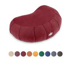 Lotuscrafts Zafu Meditationskissen Halbmond Siddha - Sitzhöhe 15cm - Yogakissen Halbmond mit Dinkelfüllung - Waschbarer Bezug aus Bio-Baumwolle - GOTS Zertifiziert