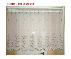 1er Pack Halbtransparent Besticke Bunt Blumen Scheibengardine Küchen Vorhang Tür Gardine J15 HxB 90cmx150cm