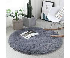 XINYUKEJI-Runde Teppiche,Teppich Seidige Glatte Teppiche, Dekorative Teppich Anti-Rutsch-Shaggy-Bereich Teppich Esszimmer Home Schlafzimmer - (Grau, 120x120cm)