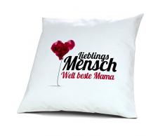 Kopfkissen mit Namen Welt beste Mama - Motiv Lieblingsmensch, 40 cm, 100% Baumwolle, Kuschelkissen, Liebeskissen, Namenskissen, Geschenkidee