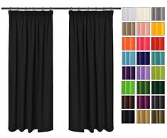 Rollmayer Vorhänge mit Bleistift Kollektion Vivid (Schwarz 34, 135x150 cm - BxH) Blickdicht Uni einfarbig Gardinen Schal für Schlafzimmer Kinderzimmer Wohnzimmer
