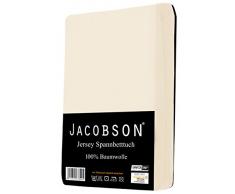 Jacobson Jersey Spannbettlaken Spannbetttuch für WASSERBETT BOXSPRINGBETT (140 x 200 cm - 160 x 220 cm, Natur)