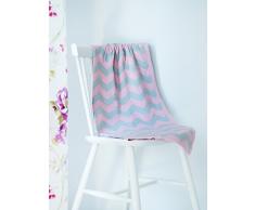 EMI&SAM STRICKDECKE Kuscheldecke Schlaf Schmusedecke Kinder Baby Decke (80x90cm) Motiv (Zig-Zag 2A - Rosa/Grau)
