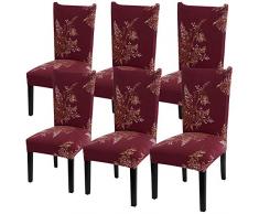YISUN Universal Stretch Stuhlhussen 4er 6er Set Stuhlbezug für Stuhl Esszimmer (6er Set, ROT)