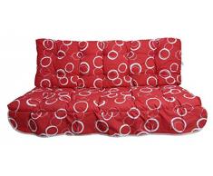 MFG 2-teilige Hollywoodschaukel Auflage Ella, 160 x 50 x 10 cm, rot mit weißen Kreisen