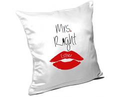 Kissen mit Namen Esther und schönem Mrs. Right-Motiv zum Valentinstag - Namenskissen - Kuschelkissen - Schmusekissen