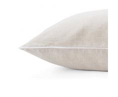 URBANARA Leinen-Bettwäsche “Tercia“ – 100% reiner Leinen, Natur mit Paspelierung in Weiß – 1 Bettbezug 135x200 cm + 1 Kissenbezug 80x40 cm, 2-teiliges Bettwäsche-Set