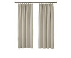 Deconovo Verdunkelungsvorhang Blickdicht Vorhang mit Kräuselband Gardine für Balkontür 160x132 cm Creme 2er Set