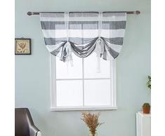 ToDIDAF Streifen Römischer Vorhang, Kurzer Durchsichtiger Gardine, Haus/Wohnzimmer/Schlafzimmer/Küche/Badezimmer Dekoration, 117x160cm (Grau)