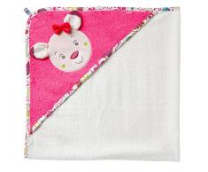 Fehn 076851 Kapuzenbadetuch Sweetheart - Bade-Poncho aus Baumwolle mit niedlichem Rehkitz für Babys und Kleinkinder ab 0+ Monaten - Maße: 80 x 80 cm