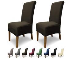 SCHEFFLER-Home Stretch Stuhlhusse Emma | 2er Set elastische Stuhlabdeckungen aus Baumwolle | Stuhlhussen Schwingstühle | Spannbezug mit Gummiband | Elegante Stuhlbezüge