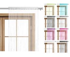 Fadenvorhang Türvorhang 90x245 Stangendurchzug Schlaufe - waschbar (weiß)