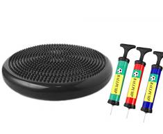 Massage Sitzkissen inkl. Pumpe Balancekisse Balancegerät Fitness Kissen Pilates Yoga (Schwarz)