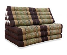 livasia Kapok Thaikissen, extrabreites Dreieckskissen, Thaimatte (braun)